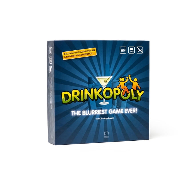 Drinkopoly pour adultes de 21 ans et plus, jeux à boire pour adultes, comprend 1 plateau de jeu, des jetons en plastique, des cartes et des dés