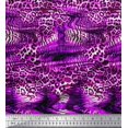 thumbnail image 1 of Soimoi Purple polyester Crepe Fabric Leopard & Tiger Animal Skin Print Sewing Fabric Yard 52 Inch Wide, 1 of 3