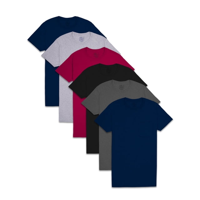 Fruit Of The Loom Mens 6 Pack Assorted Fashion Pocket T-Shirt, XL, Assorted