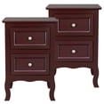 thumbnail image 1 of Ktaxon Table de Chevet 2 Pcs avec 2 Tiroirs, Table d'Appoint en Bois, Brun, 1 of 8