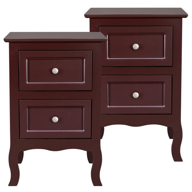 Ktaxon Table de Chevet 2 Pcs avec 2 Tiroirs, Table d'Appoint en Bois Brun. l'Ensemble Comprend Deux tables de Chevet Assorties, Chacune Présentant un design de Style Campagnard avec Deux Tiroirs pour Rangement et une surface à Dessus Plat pour Articles Supplémentaires. Fabriquées en Panneau de Densité durable avec Fini Peinture à la Vaporisation, Ces tables Sont Légères et Faciles à Assembler. les Dimensions Sont 23,62 x 15,75 x 11,81 Pouces (L x L x H).