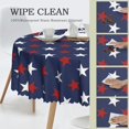 thumbnail image 2 of Round Tablecloth American Flag Red White Star 60 Inch Table Cover for Dining Polyester Cloth with Scalloped Edges Stain Resistance Kitchen Picnic Party Restaurant Decoration, 2 of 6
