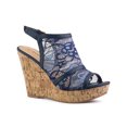 thumbnail image 1 of BLISSFUL STEP Chaussures pour Femmes à Bout Ouvert à Plateforme avec Lacets Sandales Compensées Bleu Foncé 9, 1 of 7