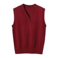 thumbnail image 1 of MeetoTime Chandail Sans Manches pour Femme, Col en V, Basique, Uniforme, Tricot, Camisole Tricotée, 1 of 7