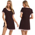 thumbnail image 3 of Pyjama d'Été pour Femmes Manches Courtes Col Cœur Pêche Robe de Nuit Décontractée Robe de Sommeil Ample Confortable Pyjama Robe de Maison Décontractée, 3 of 5