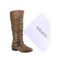 thumbnail image 5 of Bottes Cavalières à Fermeture Éclair pour Femmes, Hauteur Genou, Décontractées, Talon Plat Bas, Bottes d'Hiver, Chaussures (Cognac, 8), 5 of 5