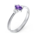 thumbnail image 3 of Birthstone Oval Ring with Shoulder Accents - Amethyst (February), 3 of 5