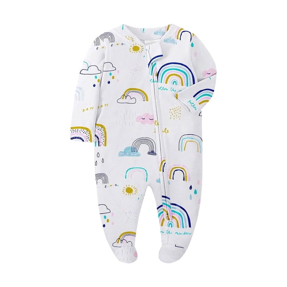 felwors Retro Airplane Baby One-Piece Footie Romper Jumpsuit Pajamas Cotton Pjs Boys Girls White 6-12 Months
