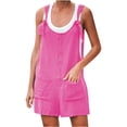 thumbnail image 1 of TopLLC Women's Summer Casual Rompers Sleeveless Loose Spaghetti Strap Short Jumpsuits Overalls Solid Button Bodysuit Playsuit With Pockets, 1 of 7