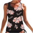 thumbnail image 1 of Hauts de Tankini Modestes pour Femmes Haut de Maillot de Bain Seulement Haut de Maillot à Col Licou à Col Ras du Cou Graphique Hauts de Maillot de Bain Dos Découpé Hauts de Maillots de Bain, 1 of 4