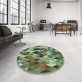 thumbnail image 4 of Ahgly Tapis d'Intérieur Lavable en Machine Carré Transitionnel Vert Olive Foncé, 3 Pieds Carré, 4 of 7