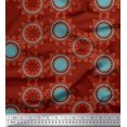 thumbnail image 1 of Soimoi Red Heavy Canvas Fabric Sun Mandala Decor Fabric Printed Yard 58 Inch Wide, 1 of 5