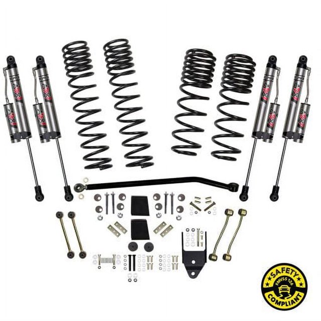 Fits 2018-2023 Jeep Wrangler JL Skyjacker Suspensions Lift Kit Suspension JL40RBKXLT ADX 2.0 Aluminum Body Remote Reservoir; 4 Inch Front Lift; 4 Inch Rear Lift