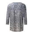 thumbnail image 5 of Pompotops Mode Femmes Imprimé T-shirt Mi-Longueur Manches 3/4 Blouse Col Rond Casual Tops Dégagement, 5 of 5