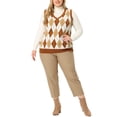 thumbnail image 2 of GRACE & GRANDEUR Chandail Sans Manches en Tricot à Col en V pour Femme Grande Taille4X Brun, 2 of 5