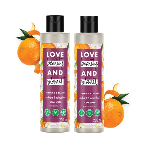 Love Beauty and Planet Nettoyant pour le Corps à la Vitamine C et à l'Orange pour une Peau Éclatante (200 ml + 200 ml) (Lot de 2)