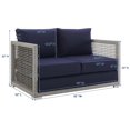 thumbnail image 4 of Modway Aura Modern Rattan & Fabric Outdoor Patio Loveseat in Gray and Navy, 4 of 9