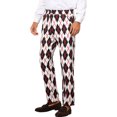 thumbnail image 4 of INSPIRE CHIC Men's Pant Diamond Plaid Pattern Regular Fit Color Block Suit Trousers 34 Black White, 4 of 6