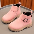 thumbnail image 4 of HBFAGFB Bottes pour Filles Tout-Petits Semelle Souple Confortables Enfants Peluche Décontractées Chaussures à Boucle Rouges Taille 33, 4 of 7