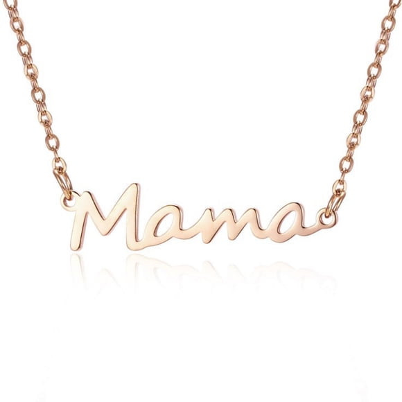 Namzi Mothers Day Gifts for Mom Necklaces for Mama Birthday Present for Mom Stainless Steel Letter Necklace(Rose Gold)