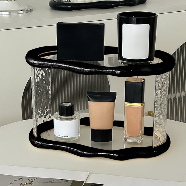 Multi-Tier Acrylic Storage Rack for Cosmetics and Perfumes, 27.5×17×17 cm, Clear Plastic Organizer with Non-Slip Base for Bathroom, Vanity, or Desk