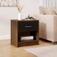thumbnail image 2 of Costway Modern Nightstand Bedside Table with Drawer Open Storage Shelf for Small Spaces Brown, 2 of 10
