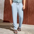 thumbnail image 2 of Ediodpoh Men's Casual Cotton and Linen Drawstring Pants Men Pants Blue S, 2 of 8