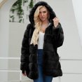 thumbnail image 2 of Pompotops Manteau Chaud en Fausse Fourrure pour Femmes Veste d'Hiver Col Rabattu, 2 of 9