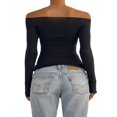 thumbnail image 3 of MesaSe Women y2k Fairycore Tops Solid Color Off Shoulder Flared Long Sleeve T-Shirts, 3 of 4
