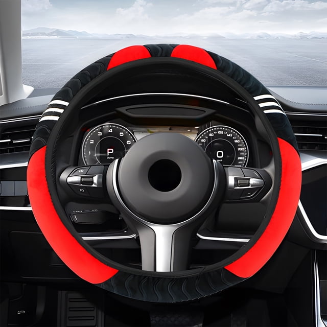 Cagogo Universal Steering Housse de Roue, Ajustement Extensible Sans Anneau Intérieur, Protecteur de Roue de Voiture en Peluche Duveteuse Steering, Prise Antidérapante pour le Confort de Conduite, Matériau Polyester Durable pour Toutes les Saisons,
