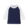 thumbnail image 1 of ZACPNCV T-Shirts pour Adolescentes Raglan Manches 3/4 Vêtements Mignons Automne Col Rond Hauts Confortables Manches au Coude T-Shirts Bleu Marine 7-8 Ans, 1 of 7