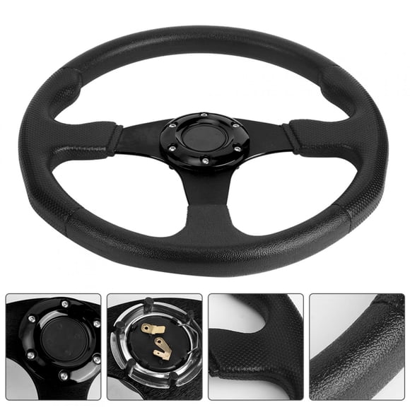 Universal 6Racing Car Sport Steering Wheel 14in - PU and Aluminum Alloy Material - Upgrade Your Car Interior Style - Simple Installation - Compatible with