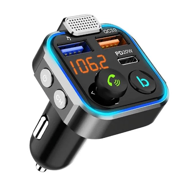 Car Handsfree Bluetooth 5.0 FM Transmitter Wireless Handsfree Audio Receiver Car MP3 Player Fast Charger Car Accessories