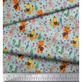 thumbnail image 2 of Soimoi Modal Satin Fabric Floral,Musical Instruments & Animals Cartoon Print Fabric by The Yard 42 Inch Wide, 2 of 3