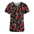 thumbnail image 4 of TIMIFIS Hauts de Sarrau de Noël pour Femmes Costume Col en V Manches Courtes Uniforme d'Infirmière Arbre de Noël Imprimé Tenue de Travail Décontractée des Fêtes T-Shirts Graphiques Blouse Hauts de Sarrau avec Poches-Noirautomne/hiver, 4 of 5