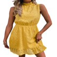 thumbnail image 3 of Femmes Robe Élégante Sans Manches Cou Haut Été Décontracté A-Ligne Mini-Robes de Cocktail à Volants, 3 of 7
