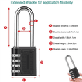thumbnail image 1 of Lot de 4 Cadenas Combinés d'Extérieur à Longue Manille, Manille 6,5 cm, Étanche, Cadenas Combiné Réinitialisable à 4 Chiffres, 1 of 6