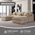 thumbnail image 3 of The Magic Home 5-Seater Cloud Modular U-Shaped Linen Sectional Sofa, Khaki, 3 of 16