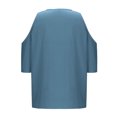 thumbnail image 4 of Liquidation! Hauts Grande Taille pour Femmes, Blouse à Manches Courtes d'Été pour Femmes, Mode Féminine Manches Courtes Col Rond Ample Épaules Dénudées Blouse, 4 of 5