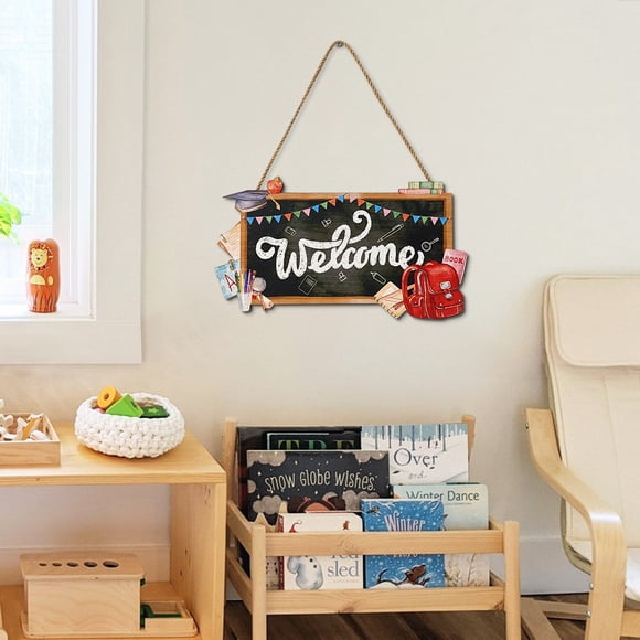 Dvkptbk Opening Season Classroom Decoration Wall Hanging Chalkboard Welcome Door Sign Wall Hanging Wall Decorations Wooden Pendant home decor