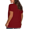 thumbnail image 1 of WTXUE T-Shirts à Manches Courtes, Chandails à Col Rond pour Femmes Chandails en Coton Chandails Amples T-Shirts Hauts Amples Unis / Décontractés pour Femmes Rouge TG, 1 of 8