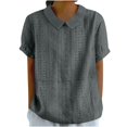 thumbnail image 1 of JIRNDf Chemises pour Femmes Hauts Tendance Été Col à Revers Manches Courtes Mode Tunique Décontractée Blouse Grise TTG, 1 of 6