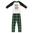 thumbnail image 1 of ITFABS Pyjamas de Noël Assortis pour la Famille, Hauts Raglan à Lettres + Pantalons à Carreaux, 1 of 9