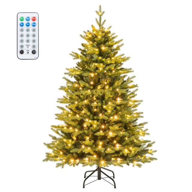 :
150CM Arbre de Noël Pointu, Sapin de Noël Artificiel avec 844 Branches et 250 Lumières, Base Stable Métallique et Contrôleur avec 11 Fonctions, Convient pour Maison, Boutique, Café