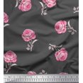 thumbnail image 1 of Soimoi Gray Cotton Jersey Fabric Grandiflora Roses Floral Print Fabric by Yard 58 Inch Wide, 1 of 5