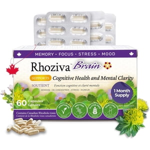 Brain Supplement for Memory, Focus, Cognitive Health, Rhodiola Rosea, Bacopa Monnieri, Multivitamin with Vitamin B Complex, Biotin, Magnesium, Iodine for Brain Function - 60 Capsules, 1 Pack