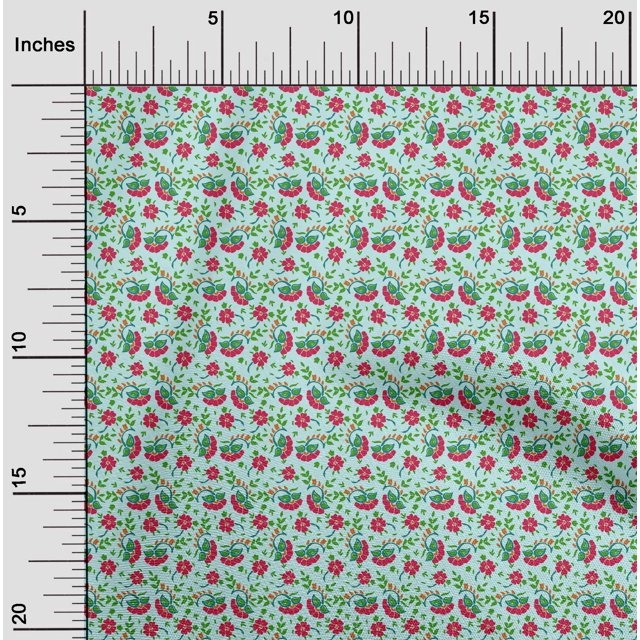 oneOone Polyester Lycra Fabric Leaves & Floral Block Fabric Prints By Yard 56 Inch Wide