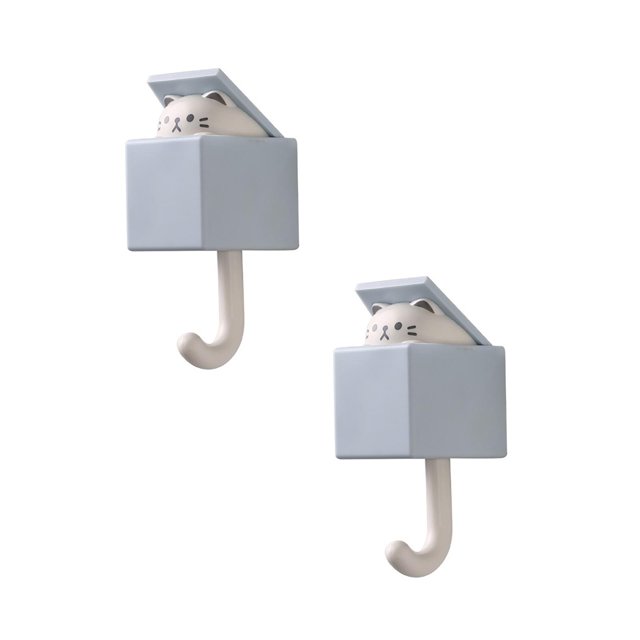 Oleegame 2PC Spoon And Lid Rest Cute Hooks Powerful Punch Hanging Hook Hook Animals Gray