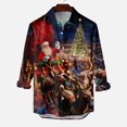 thumbnail image 2 of Pompotops Chemise à Manches Longues pour Hommes avec Boutons, Imprimé Père Noël, Col Rabattu, en Solde, 2 of 5