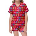 thumbnail image 2 of MIASHUI Girls Pajamas Set Flower Pattern Button-Down Sleepwear 2 Piece Nightwear,Red,10-11 Years, 2 of 4